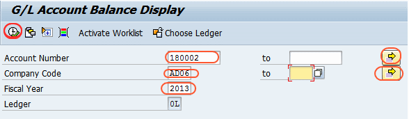 GL Account balance display New