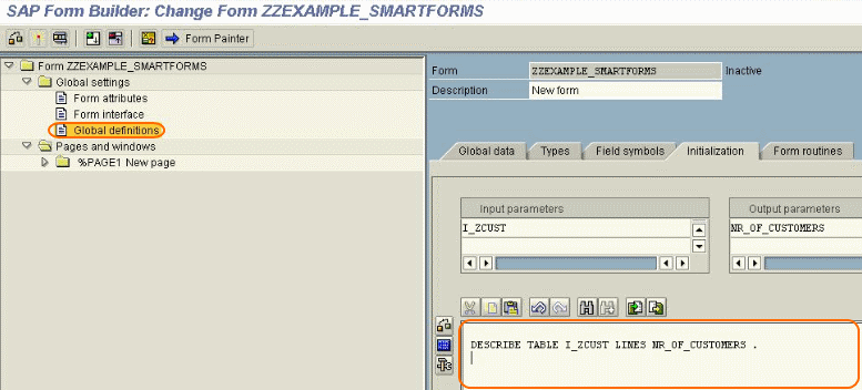 SAP Global definitions smartforms