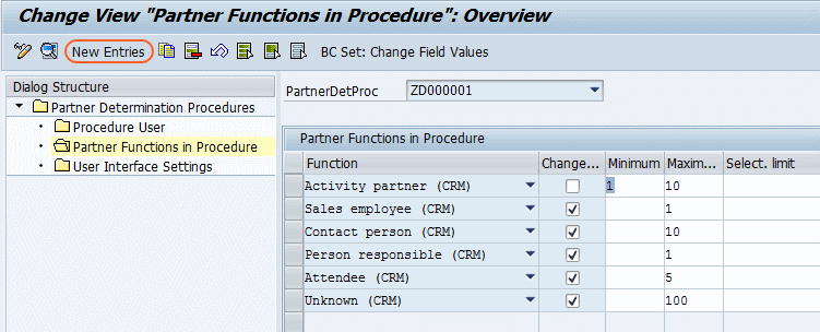 partner function in procedure