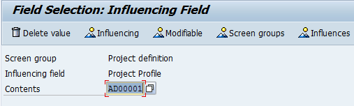 field selection project profile sap