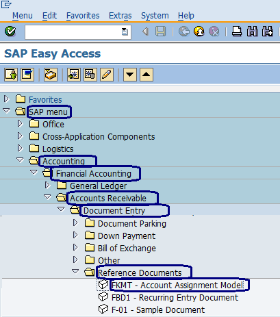 account assignment of service line sap