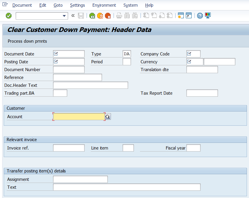 Clear Customer Down payment in SAP - SAP Tutorial