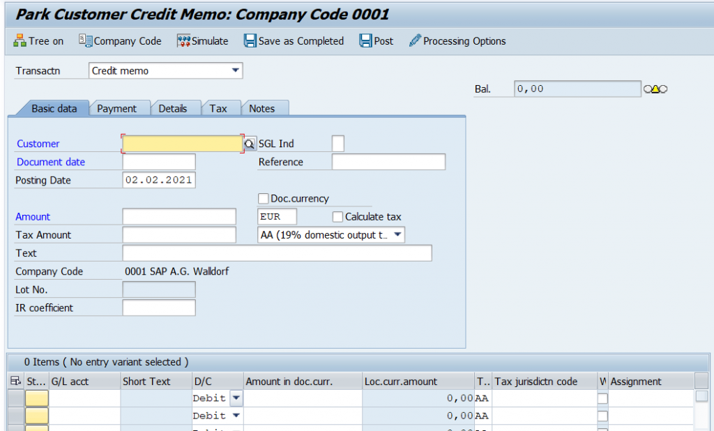 How To Park Customer Credit Memo In SAP SAP Tutorial