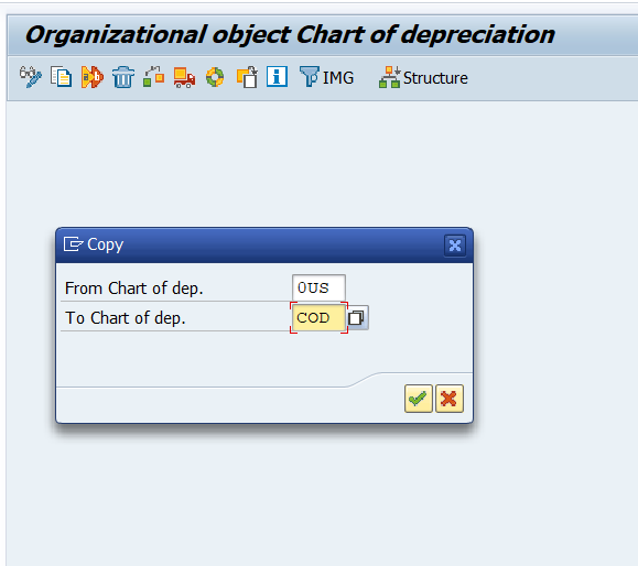 copiar tabla de depreciación en SAP