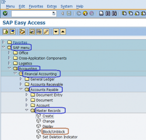 Block Or Unblock Vendor Master Records SAP Menu Path - SAP Tutorial