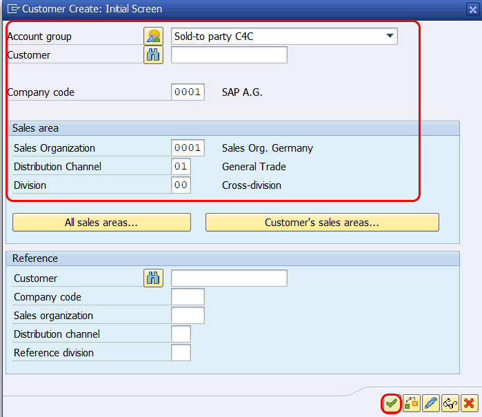 Create customer centrally initial screen in SAP