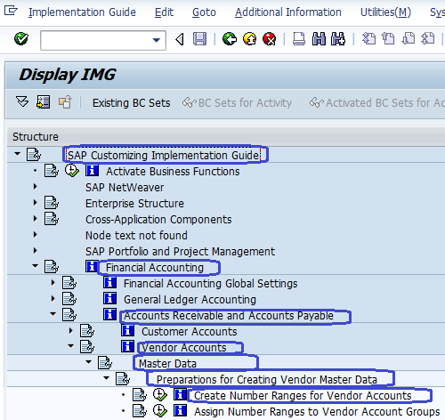 Create number ranges for vendors account