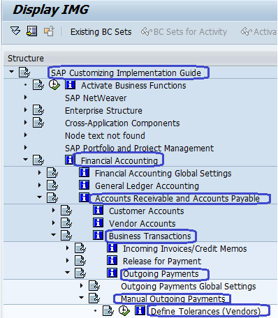 Define tolerance group for vendors