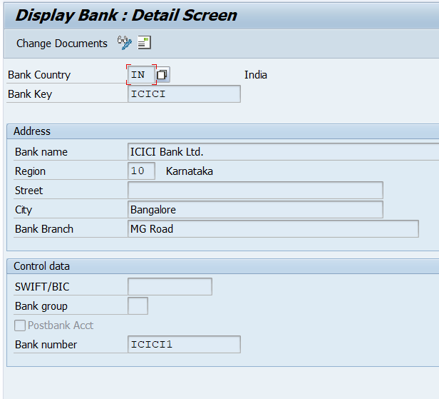 Display Bank Master Data in SAP