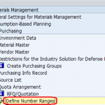 Define number ranges for purchasing documents in SAP