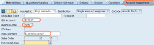 account assignment in po in sap