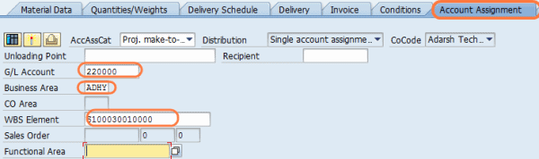 po account assignment category table in sap