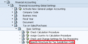 account assignment object has jurisdiction code