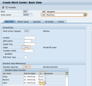 sap work center assignment table