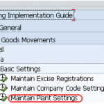 Maintain Plant Settings in SAP