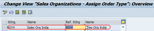 order type assignment to sales area