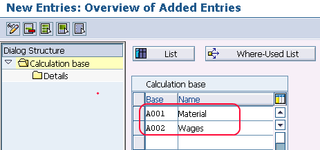 calculation base entries