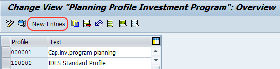 planning profile investment program overview screen