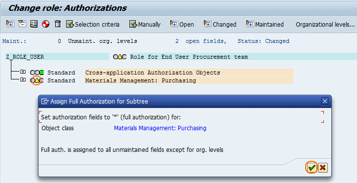Cómo crear roles de usuario en SAP: subárbol de autorización