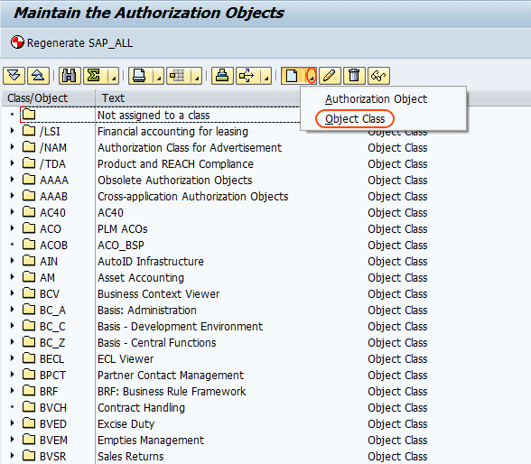 assignment service authorization objects sap