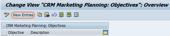 Pantalla de descripción general de los objetivos de planificación de marketing de CRM