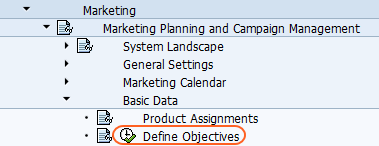 Definir objetivos SAP Reference IMG Path