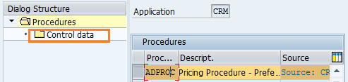 copiar todas las entradas del procedimiento de fijación de precios en los datos de control de SAP CRM