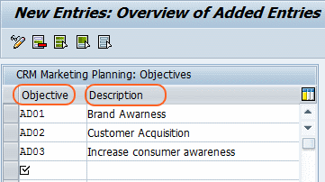 objetivos en SAP - entradas