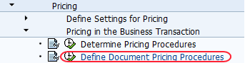 definir la ruta del procedimiento de determinación de precios del documento
