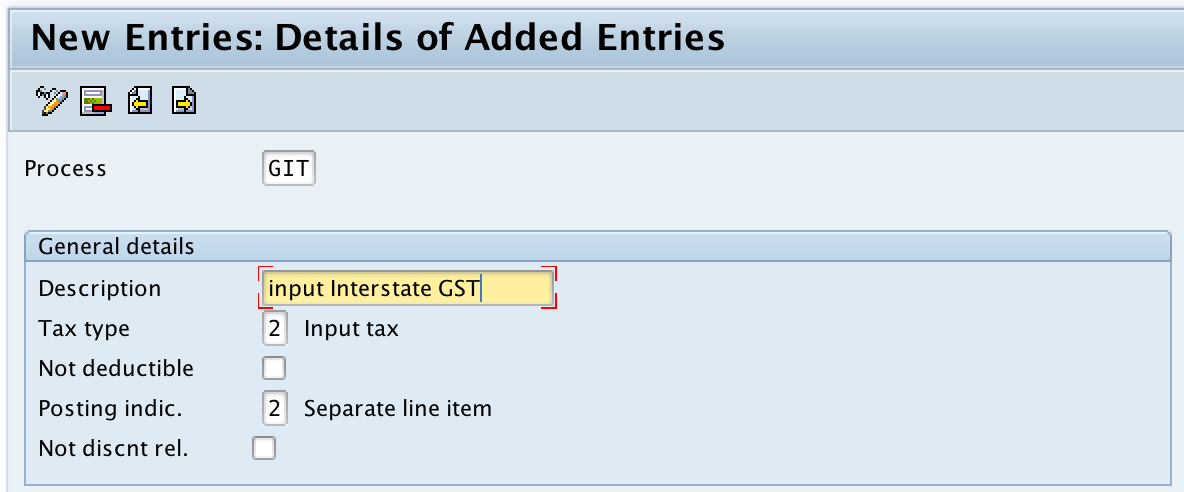 Account Input Interstate GST SAP