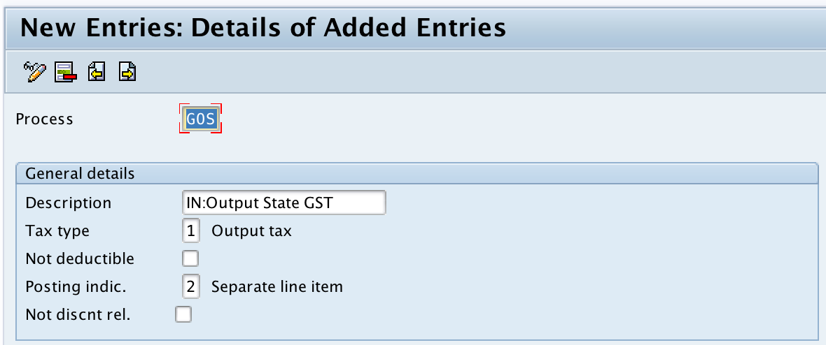 Account key output state GST SAP