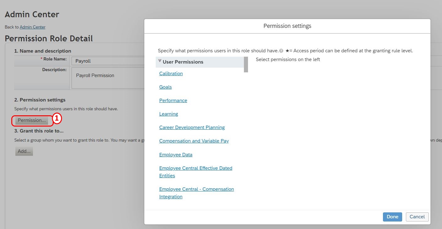 Permission settings in SAP SuccessFactors