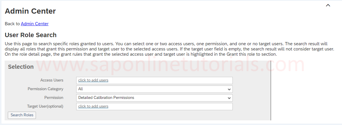 User Role Search SAP SuccessFactors SF