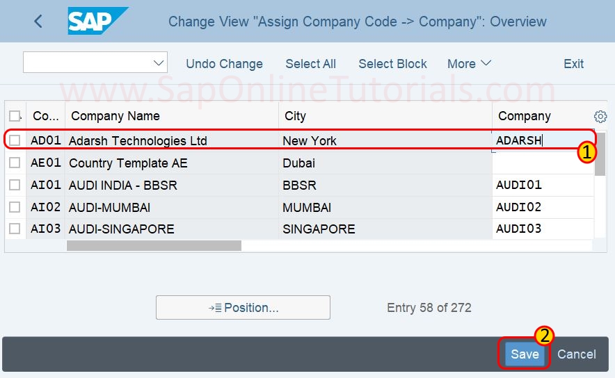 Assign Company Code to Company in SAP Hana