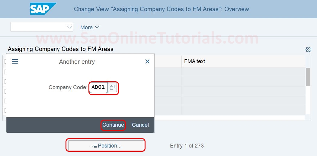 Assign Company Code to Financial Management Area in SAP Hana position