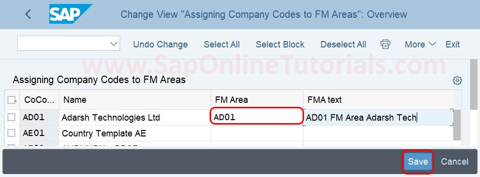 Assigning company codes to FM areas in SAP Hana