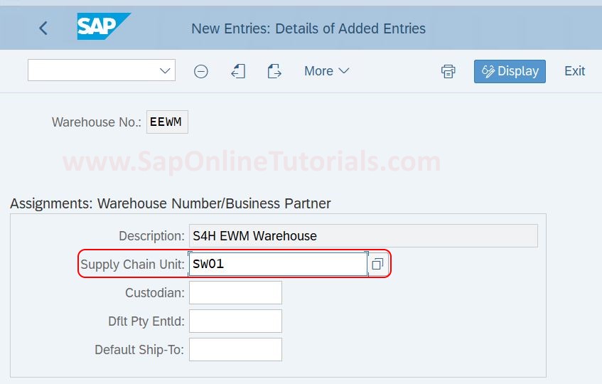 Assignment Warehouse Number Business Partner in SAP Hana EWM