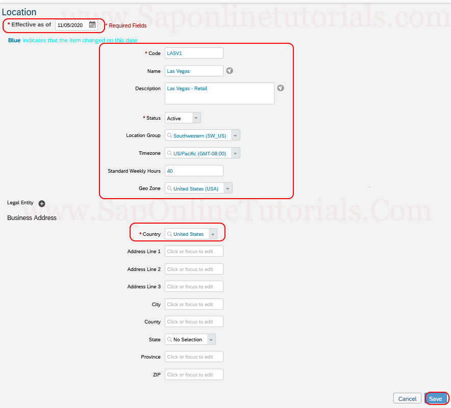 Create Location in SAP SuccessFactors