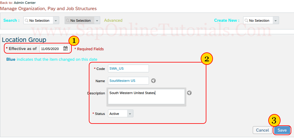 Create New Location Group in SAP SuccessFactors