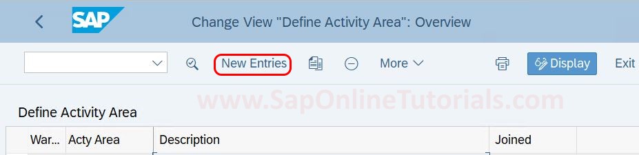 Definir la pantalla de nuevas entradas del área de actividad en SAP EWM Hana