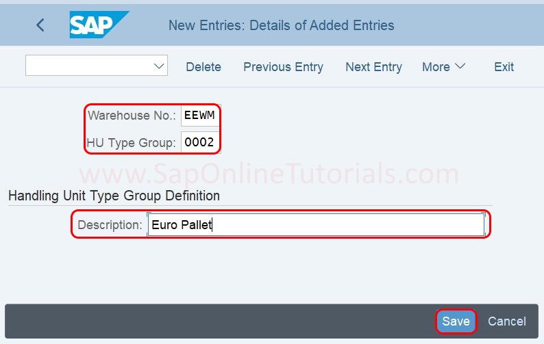 Define Hadling Unit Type Groups in SAP Hana EWM