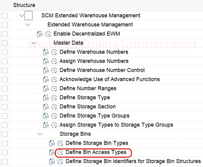 Define storage bun access types in SAP Hana EWM IMG Path