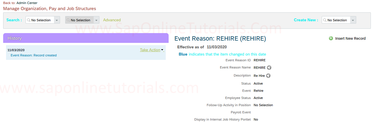 Event Reason - Histroy SuccessFactors