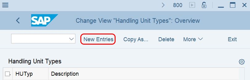 Tipos de unidades de manipulación en SAP Hana EWM nuevas entradas