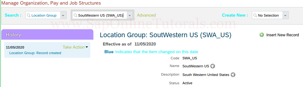 Location group in successfactors