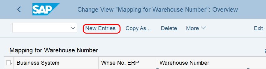 Mapping for warehouse number in SAP Hana