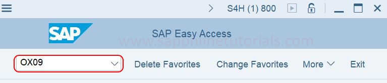 OX09 - Transaction code for storage location in SAP HANA