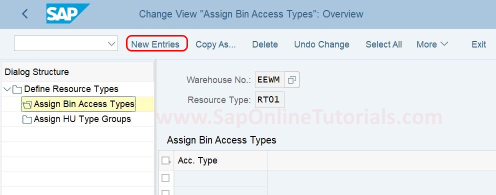 Tipos de recursos - Asignar tipo de acceso a contenedores en SAP EWM