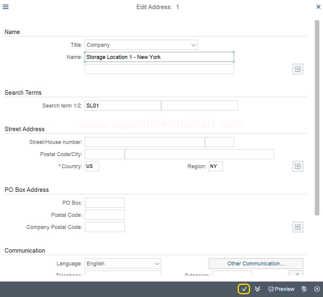 Storage location address details in SAP Hana system