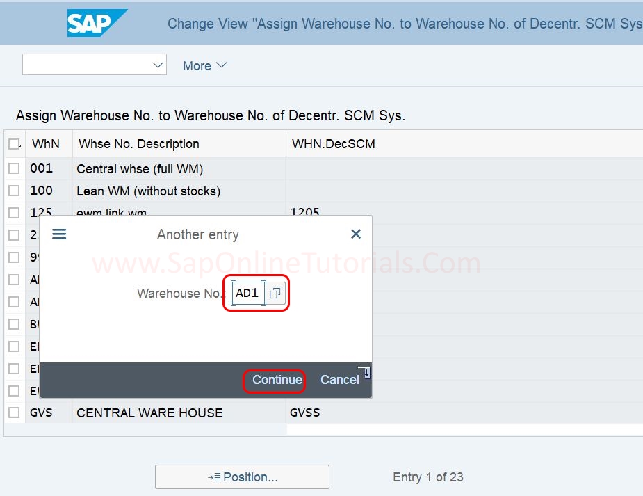 Warehouse Number to Warehouse Number of Decentralized SCM System in SAP HANA